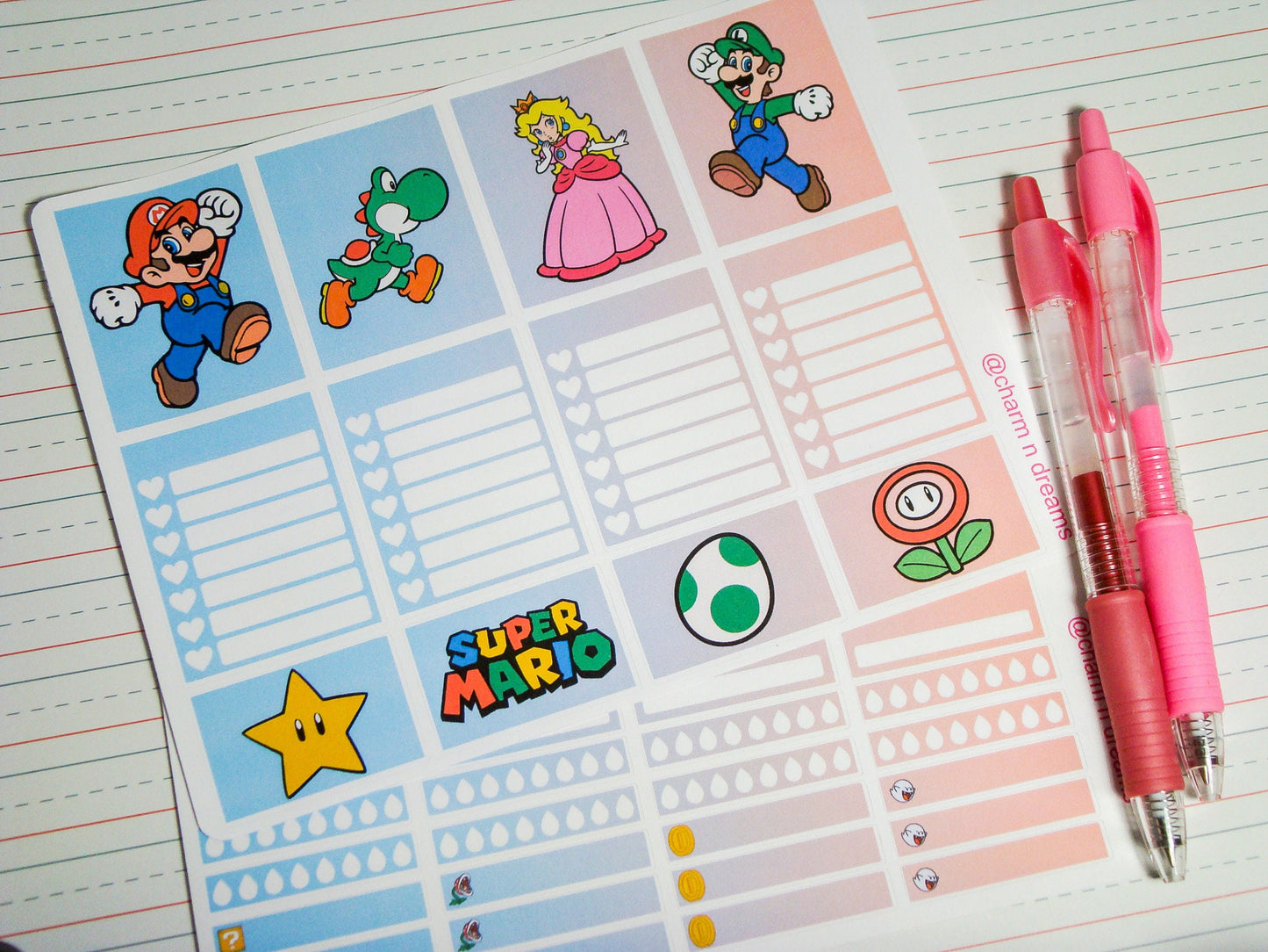 Video Game Inspired Weekly 1.5 inch Vertical Kit- Simple Planner Stickers- MARI0 Planner Stickers theBEARaccessories