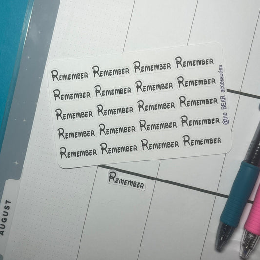 Remember planner word stickers- planner task stickers- theBEARaccessories