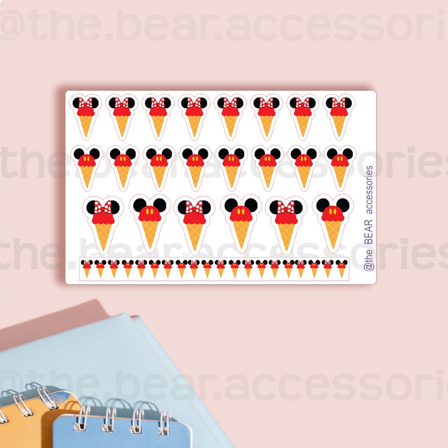 Mouse themed Ice cream paper planner stickers- snack stickers- Ice cream planner stickers- theBEARaccessories