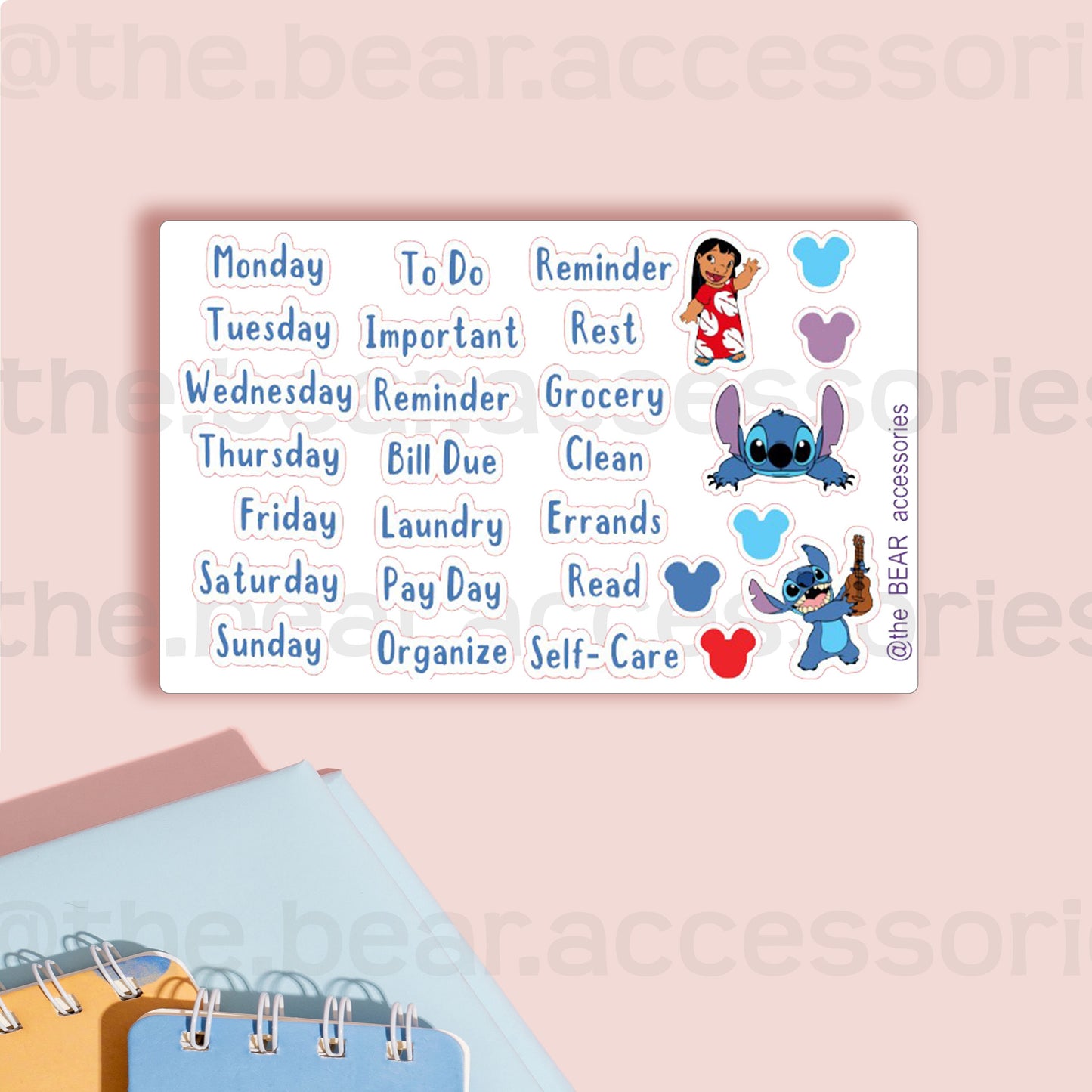 626 Stitch mini weekly sticker spread paper planner accent stickers- stitch week planner stickers- theBEARaccessories