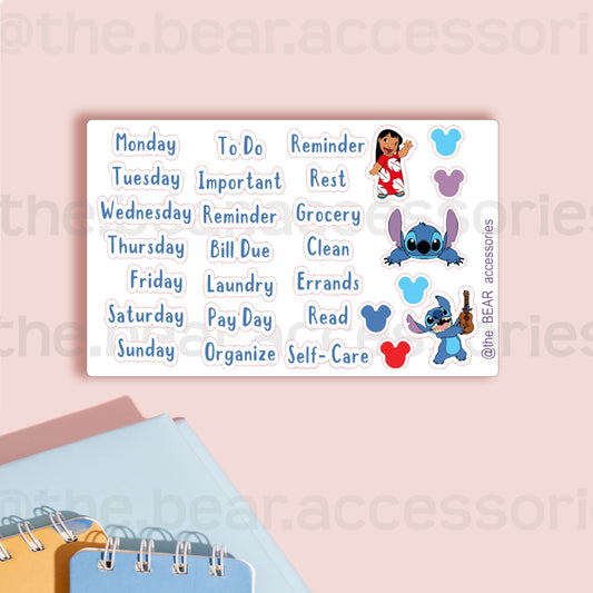 626 Stitch mini weekly sticker spread paper planner accent stickers- stitch week planner stickers- theBEARaccessories