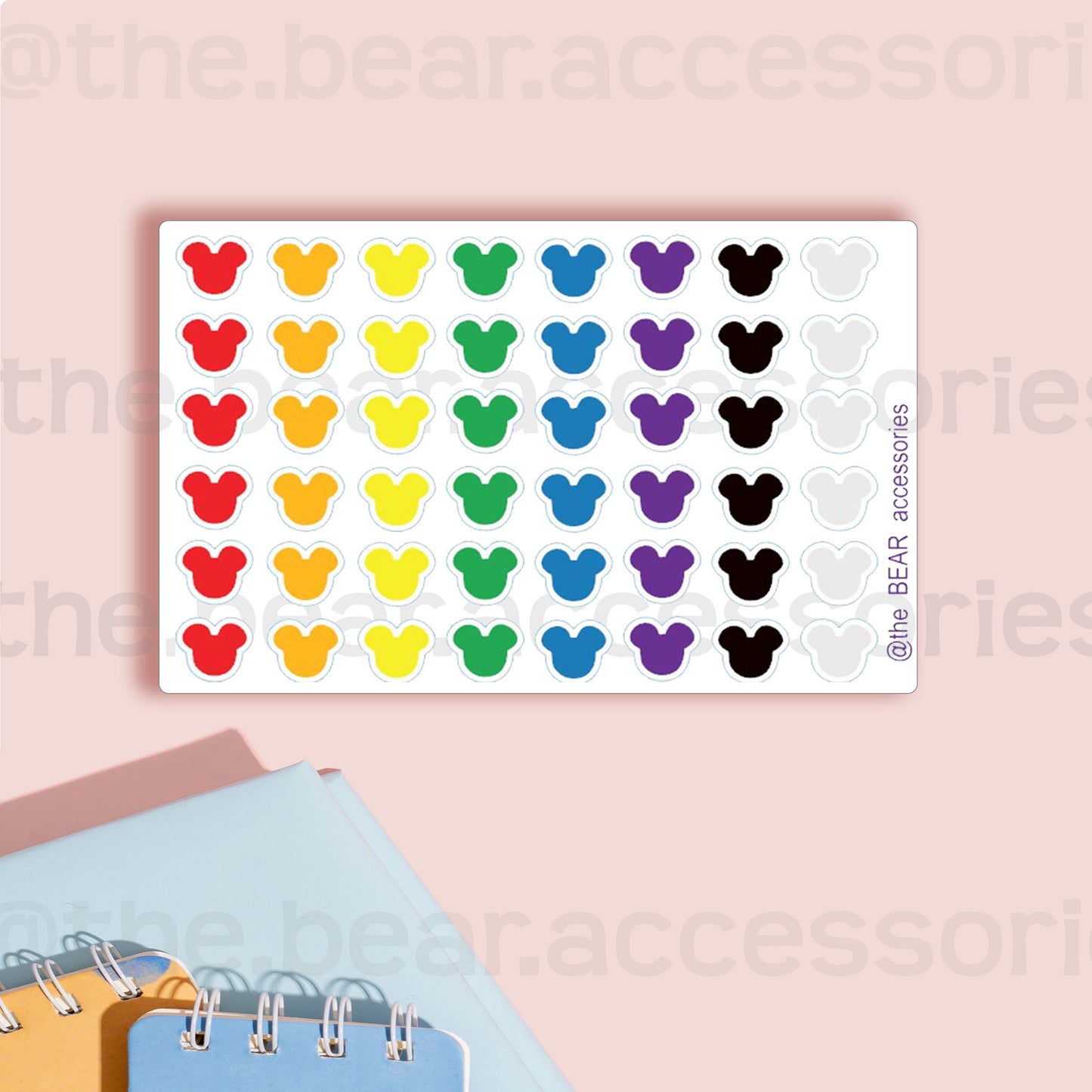 Mini Mouse Dot stickers Rainbow colors- dotting planner stickers- accent paper stickers- mouse planner stickers- the Bear accessories