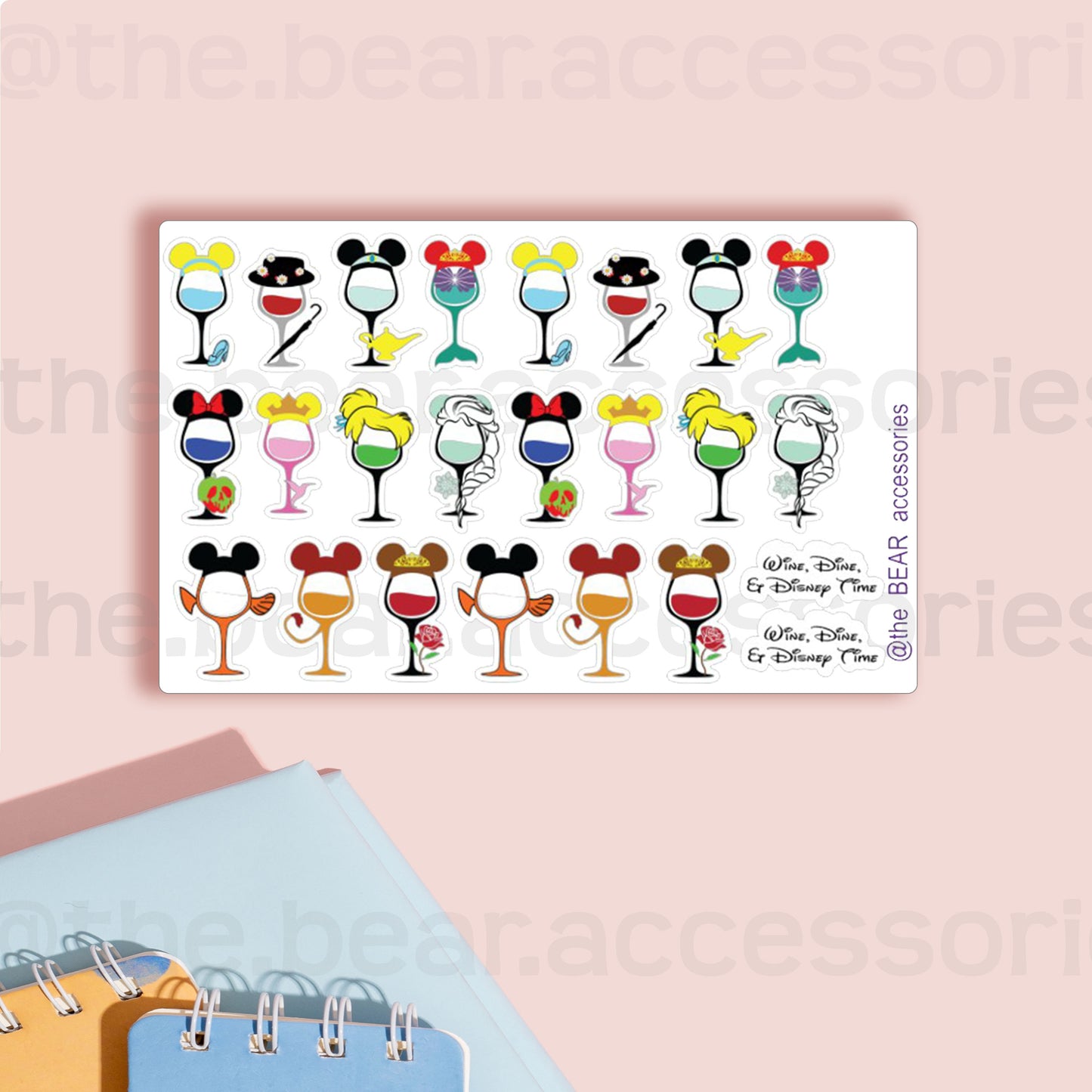 Character wine matte paper planner stickers- wine & dine stickers- planner stickers- theBEARaccessories