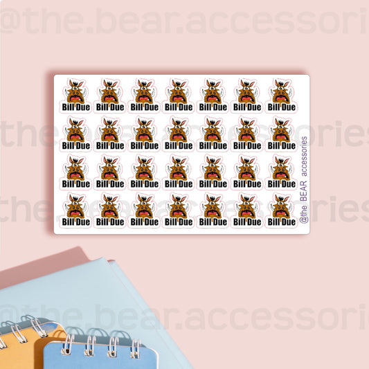 Warthog BILL DUE paper planner stickers- bill due sticker-planner stickers- theBEARaccessories