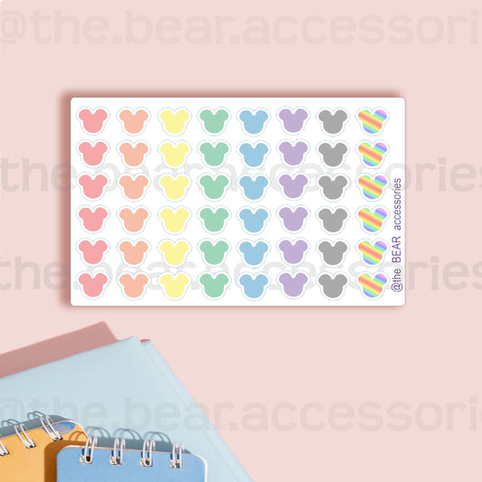 Mini Mouse Dot stickers Light colors- Dot planner stickers- Accent paper stickers- mouse planner stickers- the Bear accessories