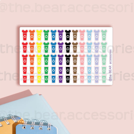 Magical cups paper planner stickers- rainbow cup stickers- pastel cup planner stickers- coffee time- planner stickers- theBEARaccessories