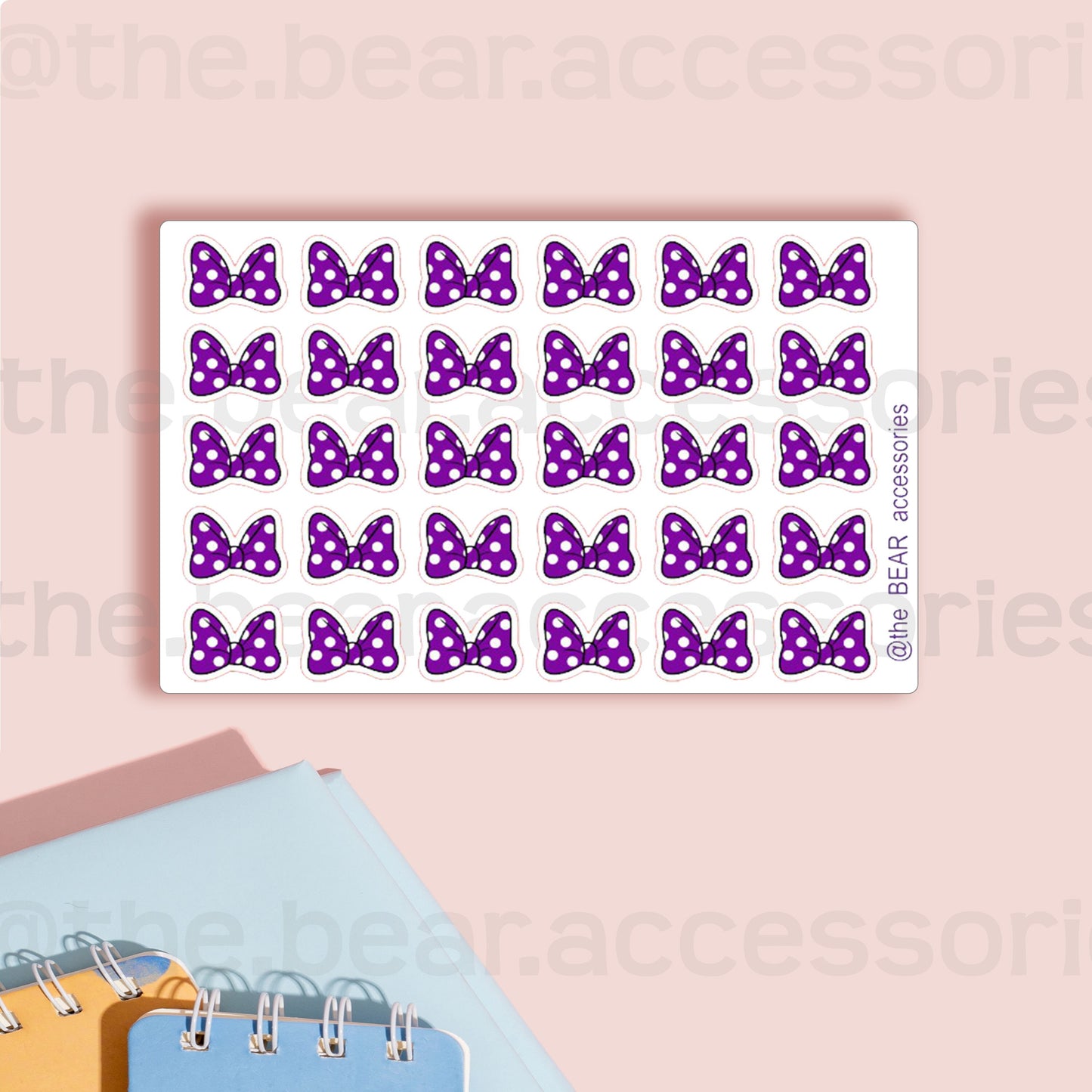 Purple Hair Bows paper planner stickers- BOW stickers- Bow planner stickers- polka dot bow planner stickers- theBEARaccessories