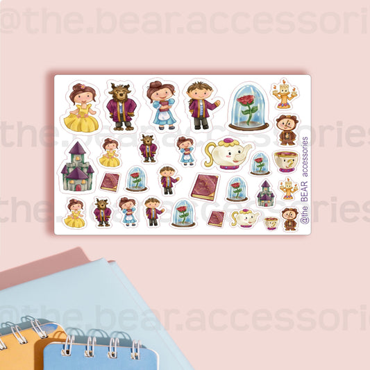 Belle Beauty and Beast Stickers- planner stickers- mini character spread sticker accents- theBEARaccessories