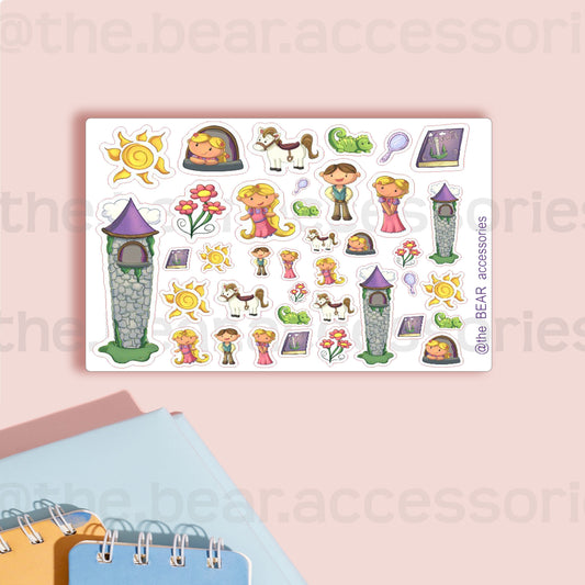 Punzie Stickers- Rapunzel planner stickers- mini character spread sticker accents- theBEARaccessories